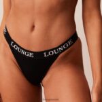 Lounge bambu kolmiorintaliivit & stringit/housut setti Kaikki mustaa alusvaatteet naiset D46R26171 - Image 6