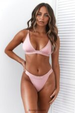 Lounge bambu minikolmio rintaliivit & stringit/housut setti vaaleanpunainen alusvaatteet naiset D46R26206