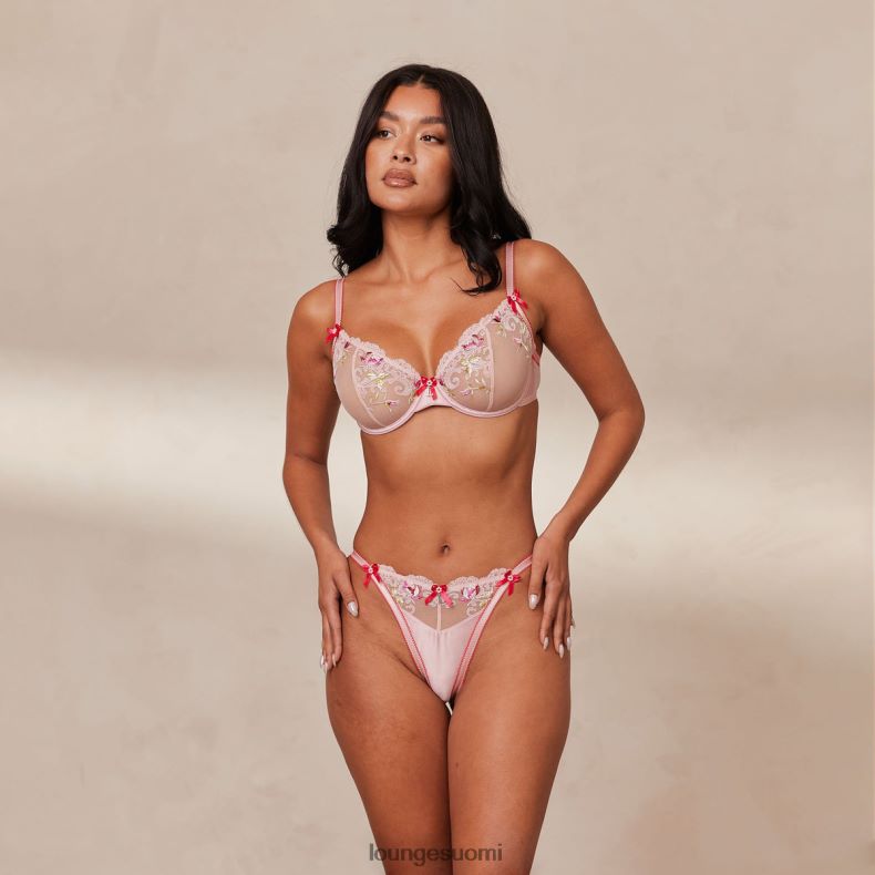 Lounge Bloom brodeeratut parvekeliivit ja g-string/housut vaaleanpunainen alusvaatteet naiset D46R26109 - Image 5