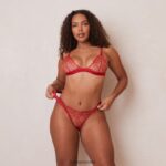 Lounge brodeeratut kolmiorintaliivit & stringit kastanjanruskea alusvaatteet naiset D46R26187