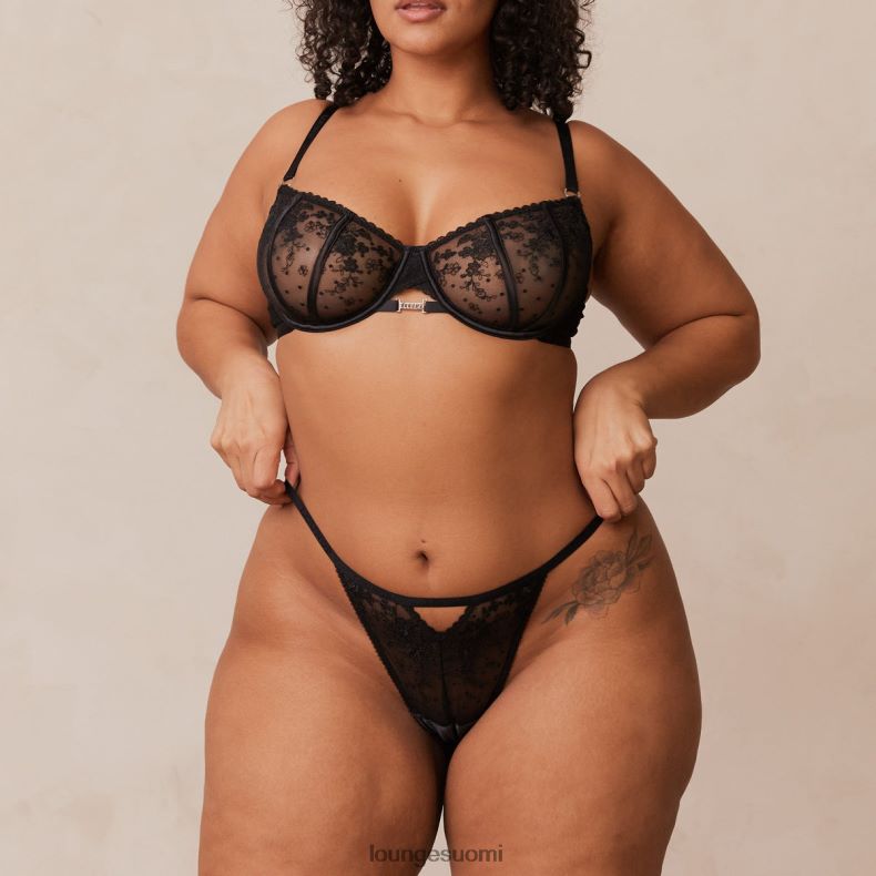 Lounge flirt parveke rintaliivit & g-string/housut setti musta alusvaatteet naiset D46R26108 - Image 14