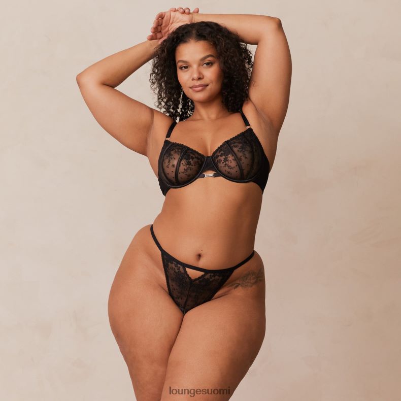 Lounge flirt parveke rintaliivit & g-string/housut setti musta alusvaatteet naiset D46R26108 - Image 19