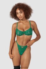 Lounge flirt parveke rintaliivit & g-string/housut setti smaragdi alusvaatteet naiset D46R26160 - Image 11