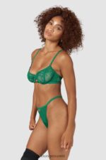 Lounge flirt parveke rintaliivit & g-string/housut setti smaragdi alusvaatteet naiset D46R26160 - Image 13