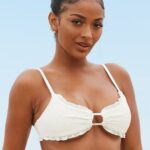 Lounge hawaii-kuvioinen bikinipaita kerma uimapuvut naiset D46R26992