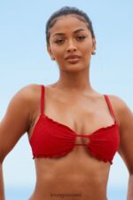 Lounge hawaii-kuvioinen bikinipaita punainen uimapuvut naiset D46R26996
