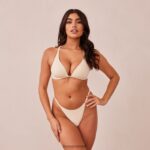 Lounge Kevyet, lankamattomat uppoavat t-paitarintaliivit & stringit/housut latte alusvaatteet naiset D46R26228