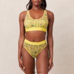 Lounge kukkaverkkoinen bralette & stringit keltainen alusvaatteet naiset D46R26229 - Image 5