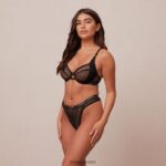 Lounge liberty parveke rintaliivit & stringit/housutsetti musta alusvaatteet naiset D46R2624 - Image 19
