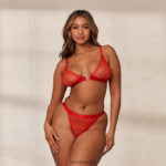 Lounge love heart mesh kolmiorintaliivit & stringit/housutsetti punainen alusvaatteet naiset D46R26200