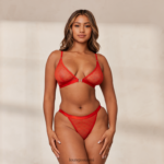 Lounge love heart mesh kolmiorintaliivit & stringit/housutsetti punainen alusvaatteet naiset D46R26200 - Image 19