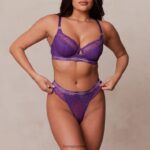 Lounge muodikkaat parvekeliivit & stringit/housutsetti violetti alusvaatteet naiset D46R2675