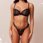 Lounge neon parvekeliivit & g-string setti musta alusvaatteet naiset D46R2662