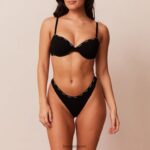 Lounge niin pehmeä resori t-paitarintaliivit & stringit musta alusvaatteet naiset D46R2613