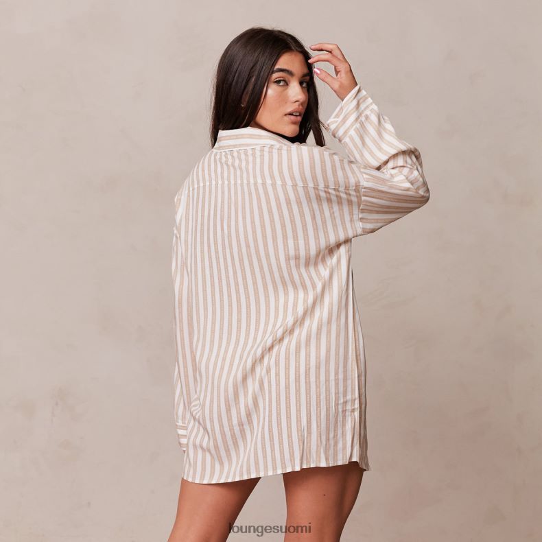 Lounge pinstripe oversize pyjaman paita & alushousut setti minkki vaatteet naiset D46R26947 - Image 2
