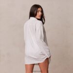 Lounge pinstripe oversize pyjaman paita & alushousut setti pakkasta vaatteet naiset D46R26945 - Image 2