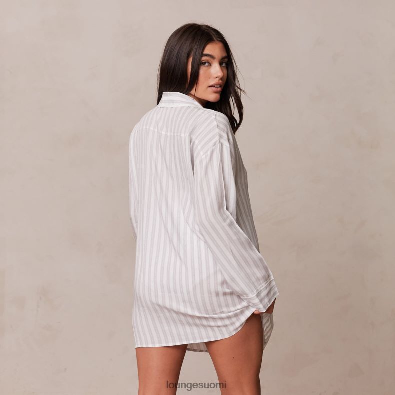 Lounge pinstripe oversize pyjaman paita & alushousut setti pakkasta vaatteet naiset D46R26945 - Image 2