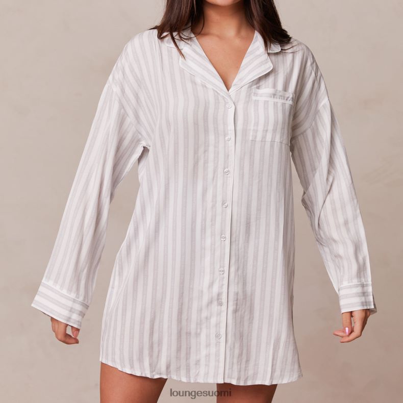 Lounge pinstripe oversize pyjaman paita & alushousut setti pakkasta vaatteet naiset D46R26945 - Image 3