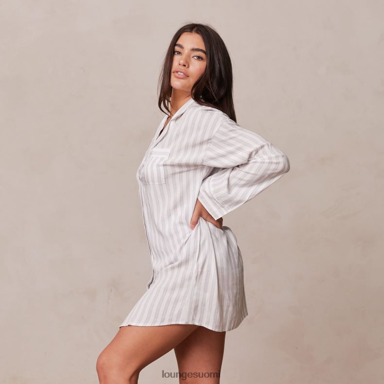 Lounge pinstripe oversize pyjaman paita & alushousut setti pakkasta vaatteet naiset D46R26945 - Image 6