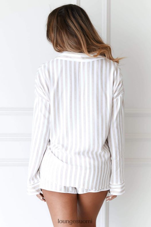 Lounge pinstripe pyjama paita & shortsit setti minkki vaatteet naiset D46R26967 - Image 2