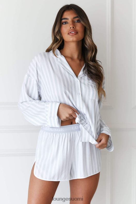 Lounge pinstripe pyjama paita & shortsit setti pakkasta vaatteet naiset D46R26966 - Image 1