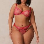 Lounge poskipuna brodeeratut parvekeliivit ja g-string/housut kuuma pinkki alusvaatteet naiset D46R2683 - Image 13