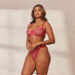 Lounge poskipuna brodeeratut parvekeliivit ja g-string/housut kuuma pinkki alusvaatteet naiset D46R2683 - Image 3