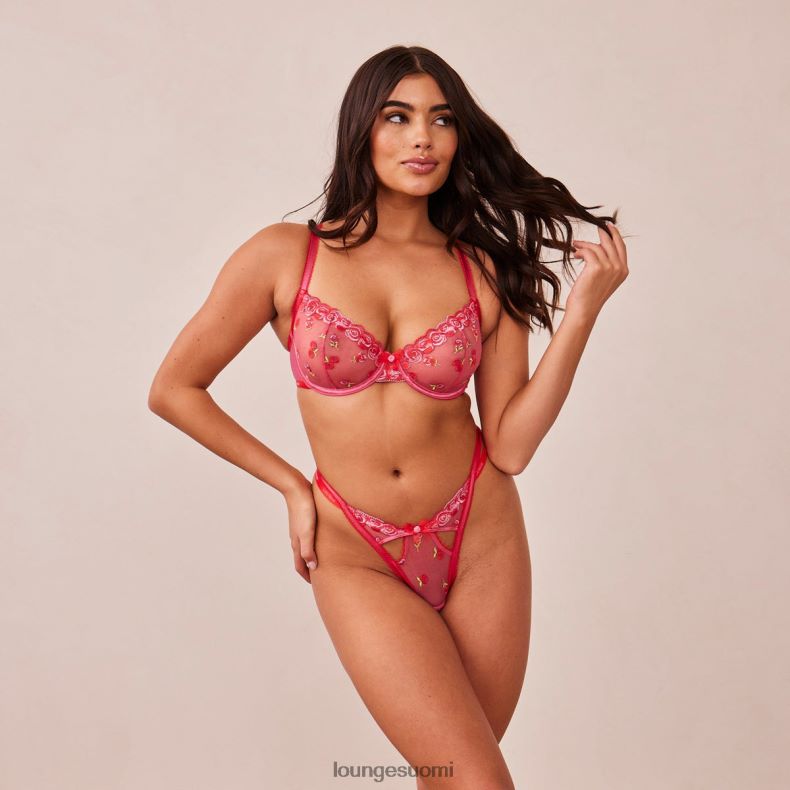 Lounge poskipuna brodeeratut parvekeliivit ja g-string/housut kuuma pinkki alusvaatteet naiset D46R2683 - Image 7