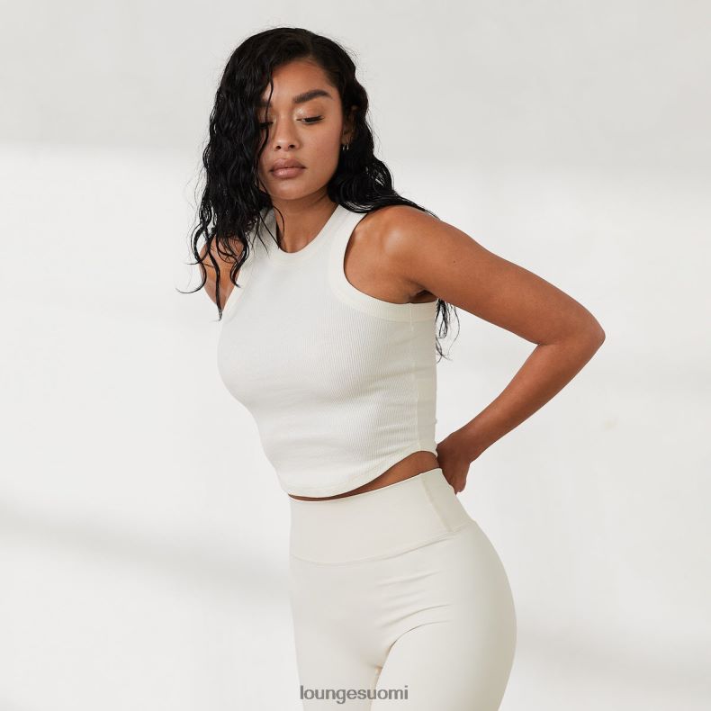 Lounge ribbed racer back top x jess hunt luonnonvalkoinen vaatteet naiset D46R26814 - Image 6