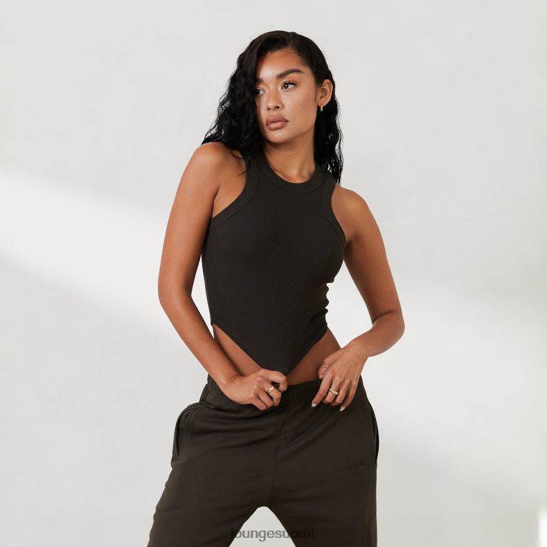 Lounge ribbed racer back top x jess hunt pesty mustaksi vaatteet naiset D46R26803 - Image 2