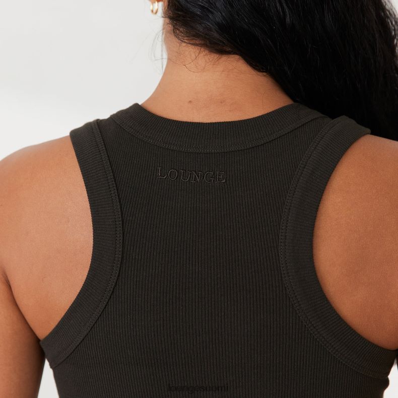 Lounge ribbed racer back top x jess hunt pesty mustaksi vaatteet naiset D46R26803 - Image 6