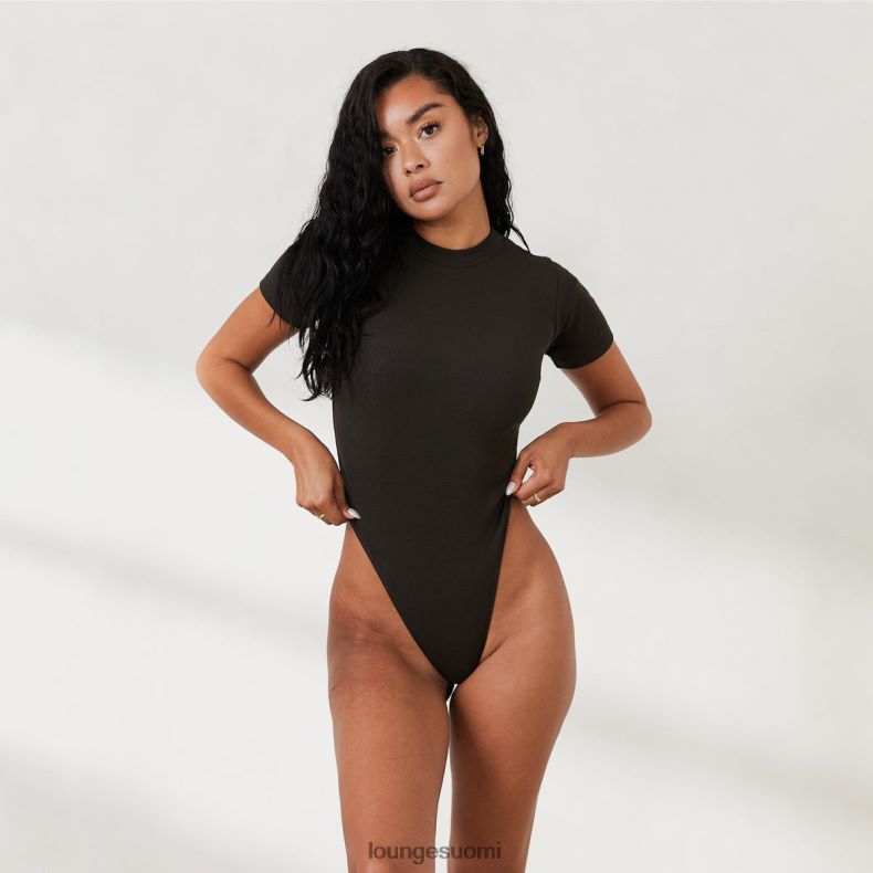 Lounge ribine t-paita bodysuit x jess hunt pesty mustaksi vaatteet naiset D46R26801 - Image 3