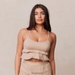 Lounge röyhelö pyjama-cami-toppi minkki vaatteet naiset D46R26916