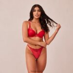 Lounge tikattu pitsi parvekeliivit & g-string/housut setti kastanjanruskea alusvaatteet naiset D46R26151 - Image 3