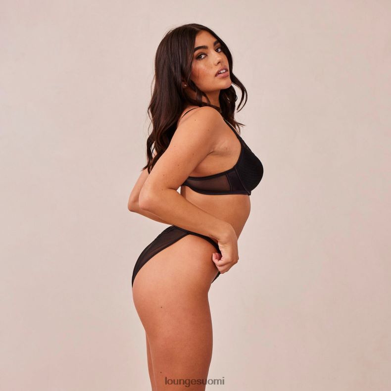 Lounge tikattu pitsi parvekeliivit & g-string/housut setti musta alusvaatteet naiset D46R26161 - Image 3