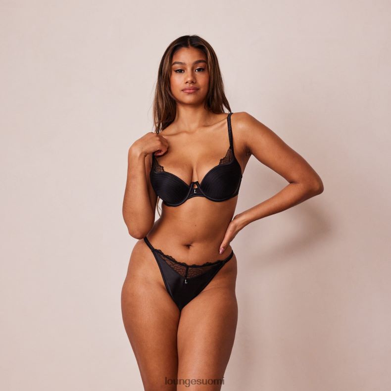 Lounge tikattu pitsi parvekeliivit & g-string/housut setti musta alusvaatteet naiset D46R26161 - Image 1