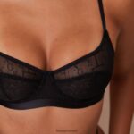 Lounge tyylikkäät parvekerintaliivit & stringit musta alusvaatteet naiset D46R2688 - Image 12
