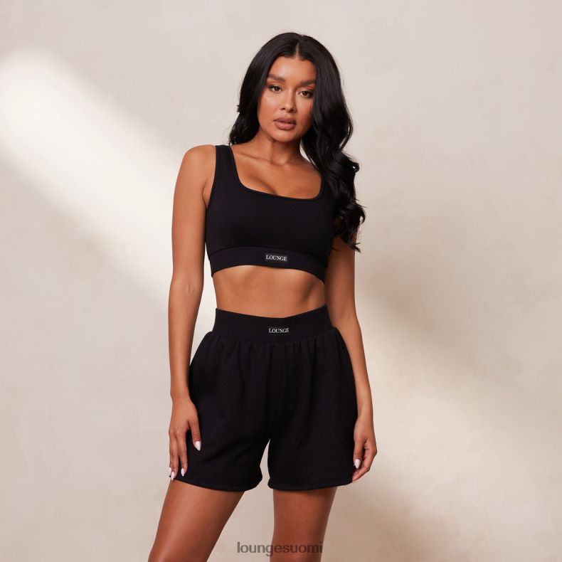 Lounge välttämätön crop top & shortsit setti musta vaatteet naiset D46R26858 - Image 5